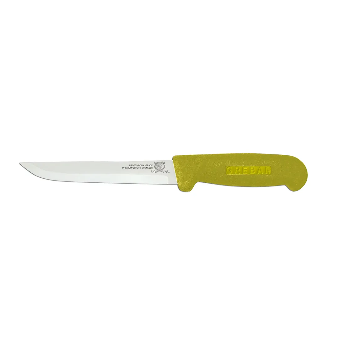 Omcan USA 11700 Boning Knife – 6" Straight Stamped Blade, Stainless Steel, Yellow Poly Handle