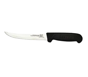 Omcan USA 11758 Boning Knife – 6" Curved Stainless, Black Plastic Stamped Handle, 6"‑7" Blade Length