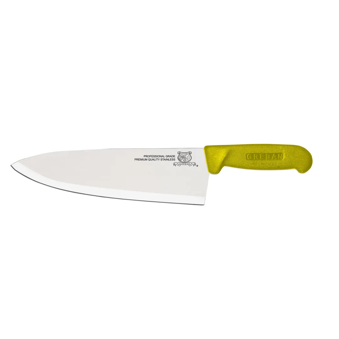 Omcan USA 12127 Chef Knife – 10" Stamped Blade, Stainless Steel, Yellow Plastic Handle, 10" Length