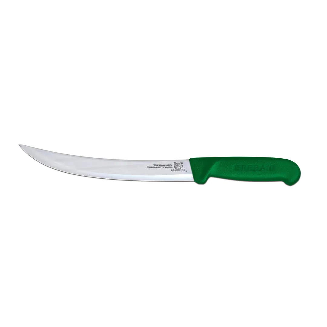 Omcan USA 12319 Breaking Knife – 8" Curved Stainless Steel Blade With Green Polypropylene Handle