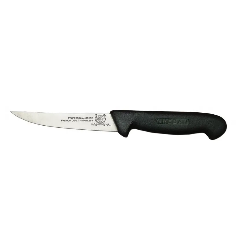 Omcan USA 12383 Boning Knife, 4-3/4" Stainless Straight Blade, Black Plastic Handle, Stamped