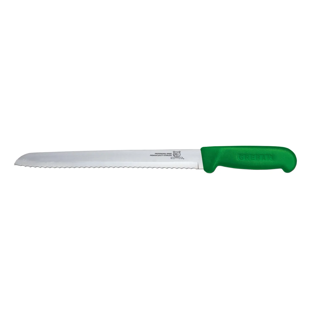 Omcan USA 12617 Slicing Knife, 8" Narrow Blade, Stamped Construction, Green Polypropylene Handle