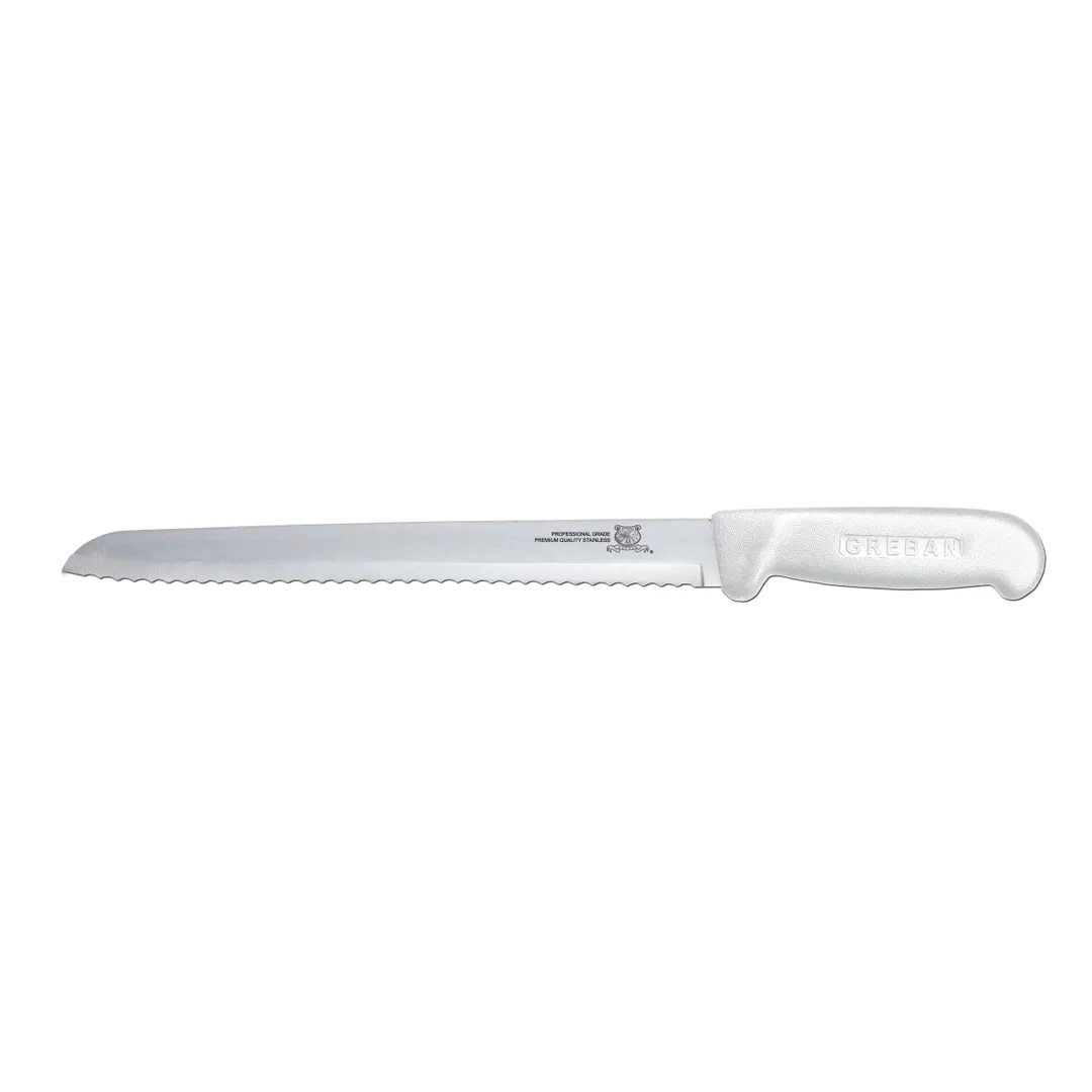 Omcan USA 12634 Slicing Knife – 8" Narrow Blade, Stamped Style, White Polypropylene Handle