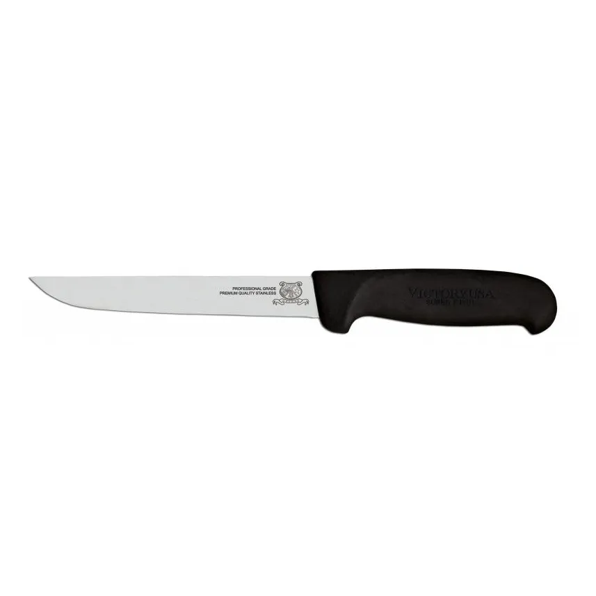 Omcan USA 12844 Boning Knife, 6" Straight Stainless Steel Blade, Black Plastic Handle, Stamped Style