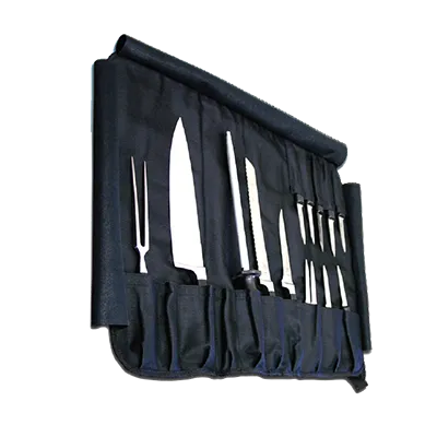 Omcan USA 12912 Soft Roll Knife Bag, Nylon Construction, Black Color, Protective Carry Case
