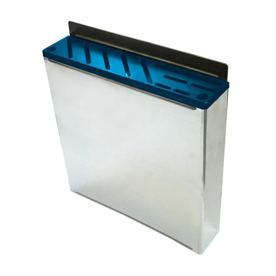Omcan USA 12926 Knife Rack, Stainless Steel, Blue Insert, 12‑Slot Holds 10 Knives & 2 Steels