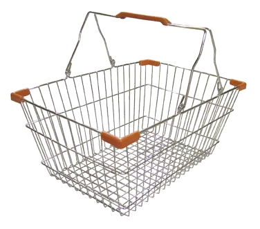 Omcan USA 13022 Hand Basket, Chrome, Two Steel Handles with Plastic Coating, 50 lb