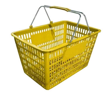 Omcan USA 13027 Shopping Hand Basket, 50 lb, Yellow Plastic, Steel Handles Plastic Coated
