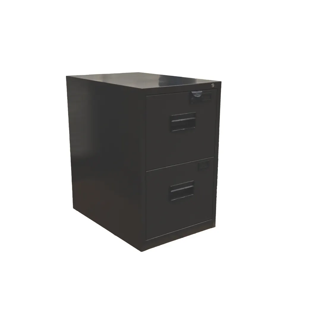 Omcan USA 13073 - 18-1/4" Charcoal Black Vertical Filing Cabinet, 2 Drawers, Office Storage