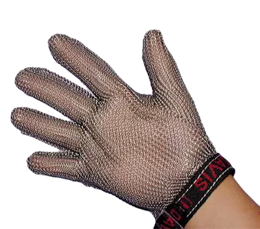 Omcan USA 13560 Cut Resistant Glove, 5‑Finger, Stainless Steel, Gray Strap, X‑Small