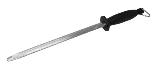 Omcan USA 13768 - 12" Oval Sharpening Steel, Black Plastic/Poly Handle, 12" Blade Length