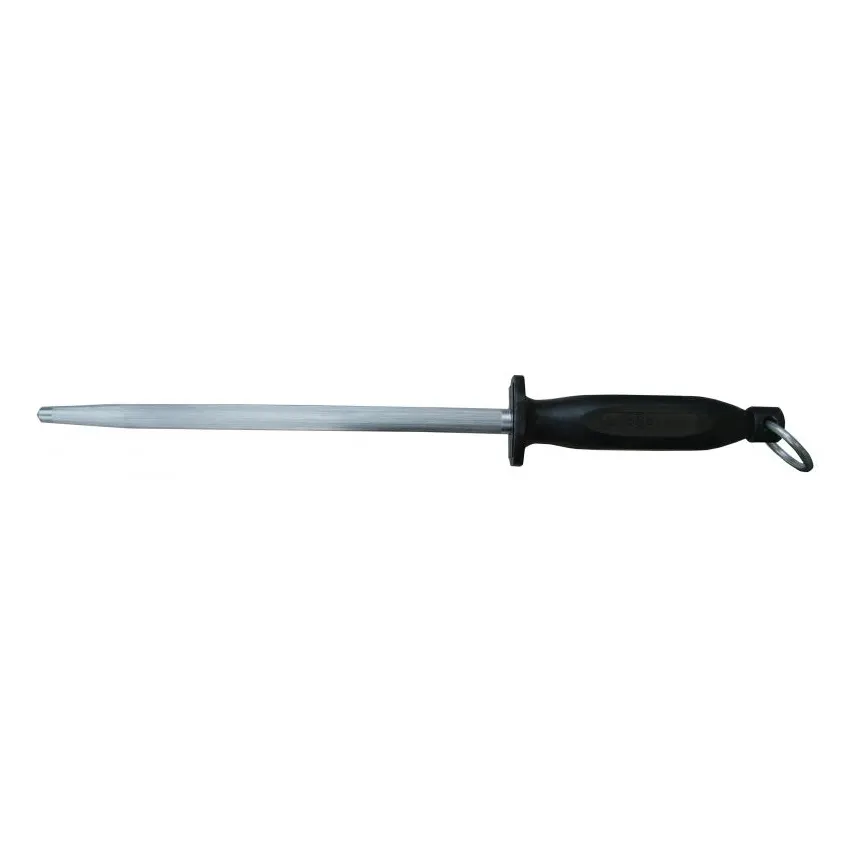 Omcan USA 13904 Sharpening Steel, 12" Round Blade, Black Plastic/Poly Handle