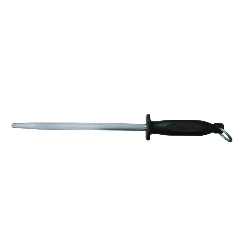 Omcan USA 13927 Sharpening Steel, 14" Black Plastic Handle, Round Kitchen Chef Knife