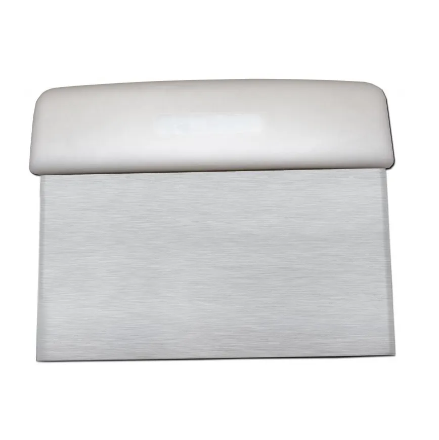 Omcan USA 14205 Dough Scraper, White Greban Skull, 6" Length, Plastic Handle, Stainless Steel Blade