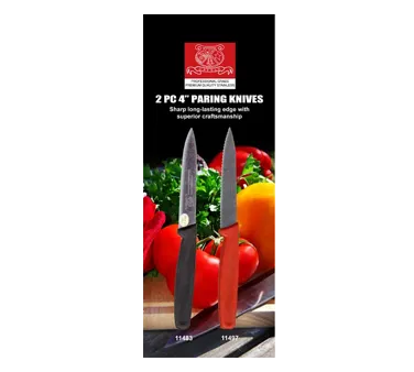 Omcan USA 21874 Paring Knife Set – 4" 2‑Edge, Stmpd Spear‑Pt Stainless Blade, Blk Poly Handle – Set
