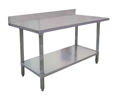 Omcan USA 22081 48" Open Base Work Table with Open With Undershelf, 4" Backsplash / 18 Gauge Top