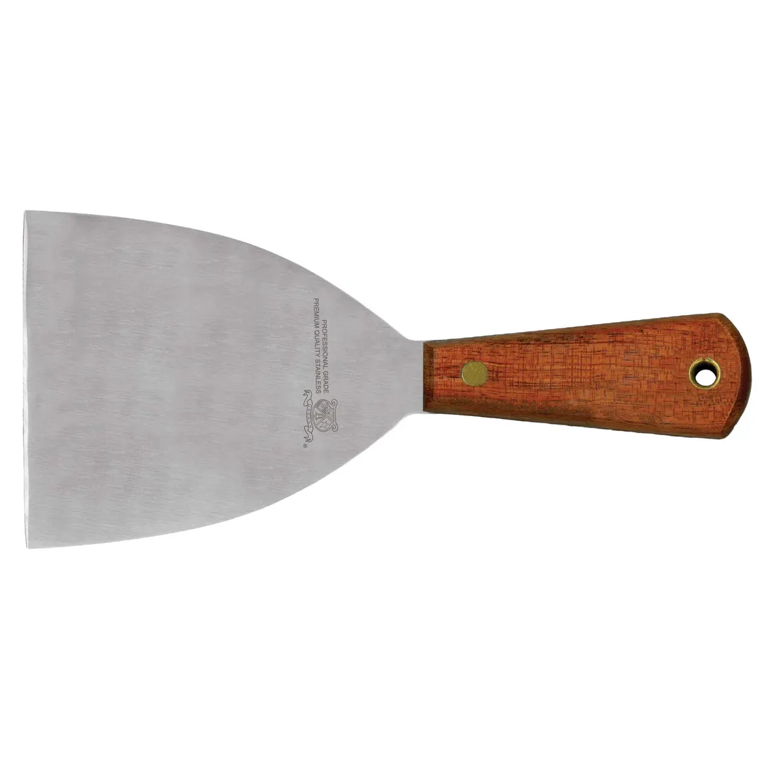 Omcan USA 23738 Pan Scraper Dough Cutter, 4" Wood Handle, Stainless Steel Blade, Skull Design