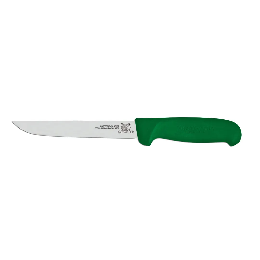 Omcan USA 23867 Boning Knife - 6" Straight Stainless Steel Blade, Stamped, Green Plastic Handle