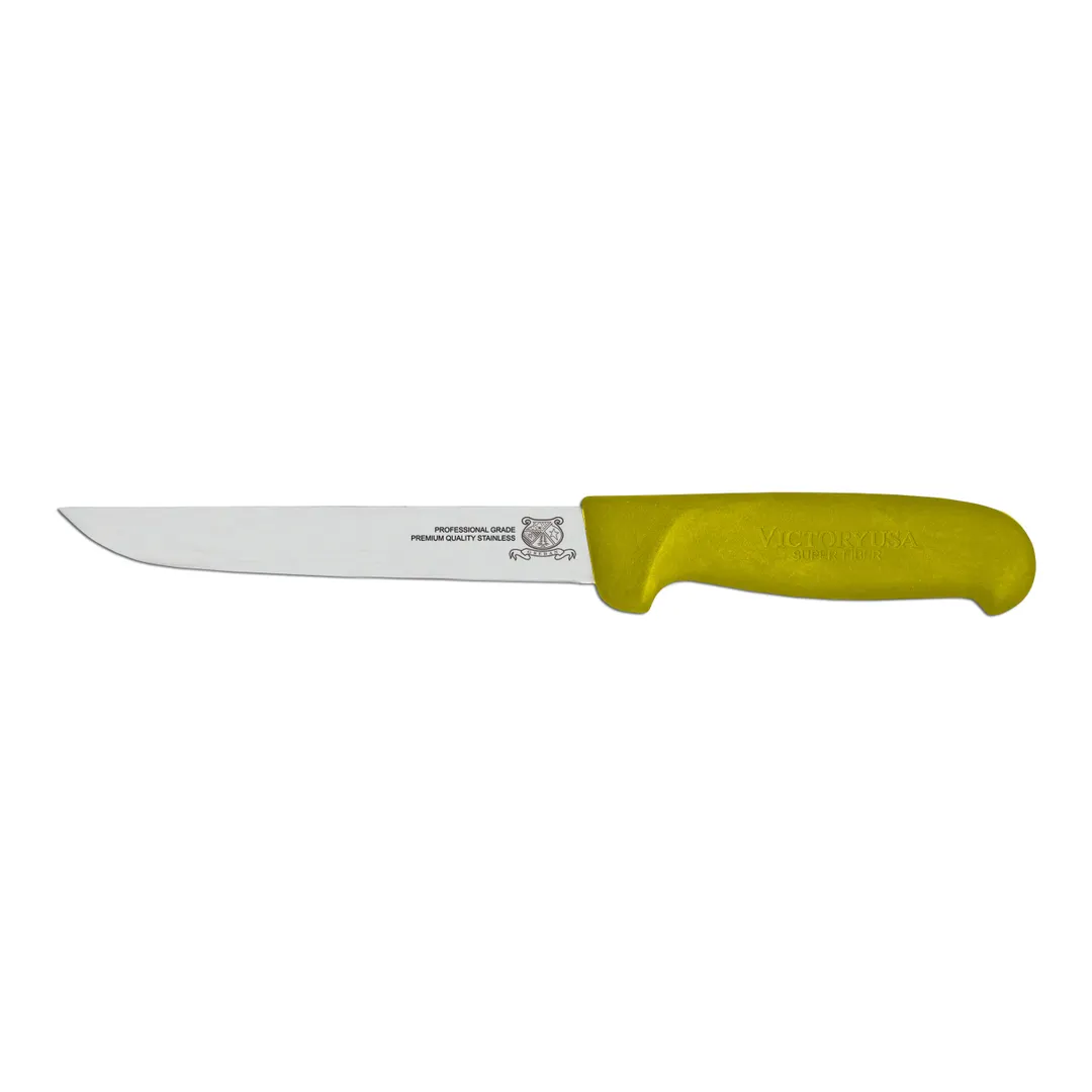 Omcan USA 23869 Boning Knife - 6" Straight Stamped Blade, Stainless Steel, Yellow Plastic Handle