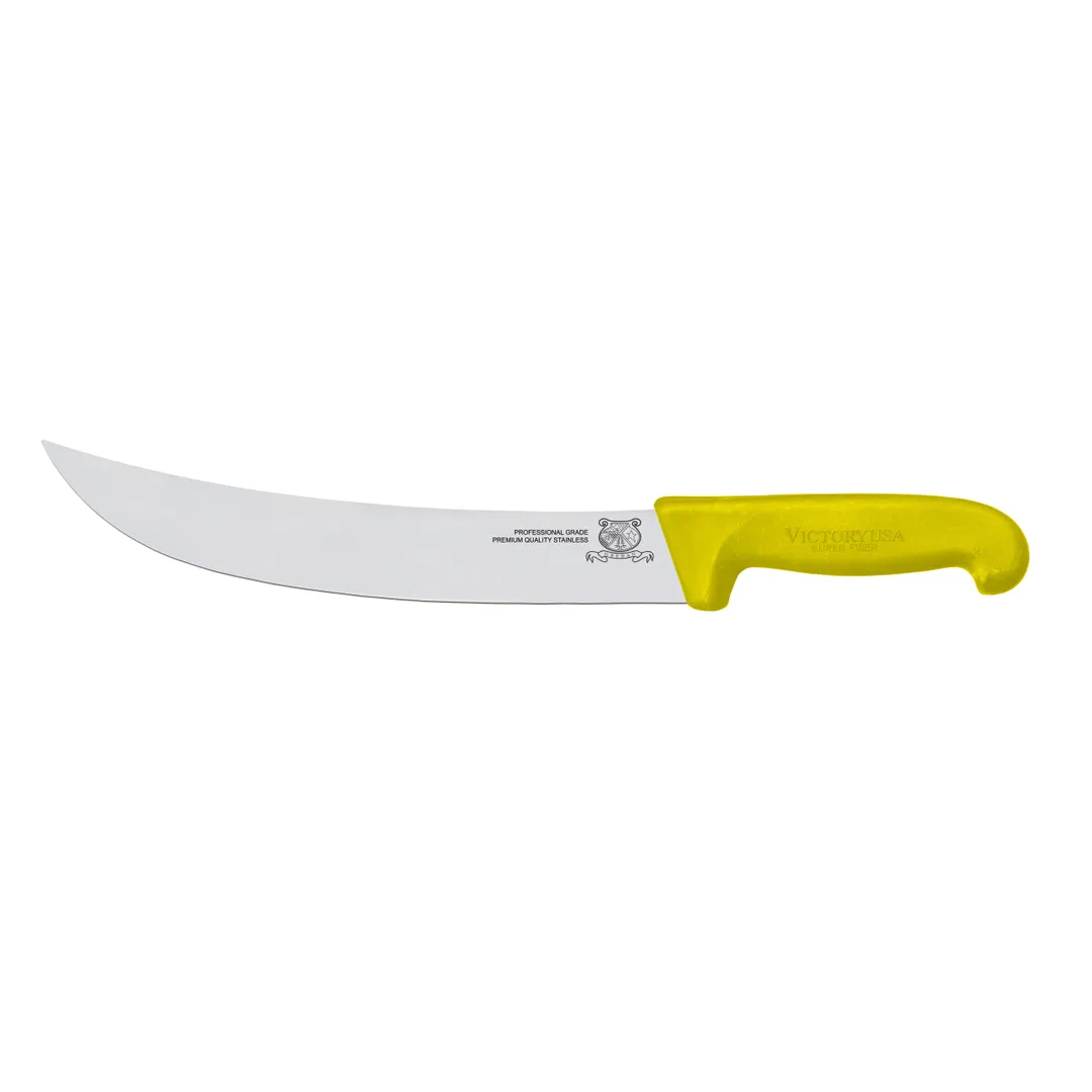 Omcan USA 23889 Steak Knife - 12" Steel Blade, Super Fiber Yellow Handle, Stamped