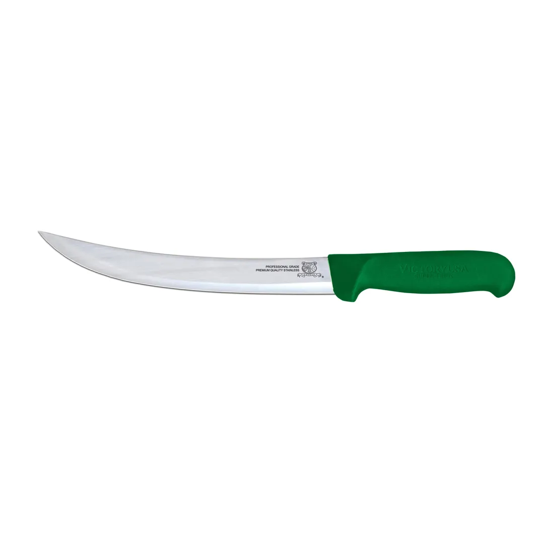 Omcan USA 23891 Breaking Knife - 8" Curved Stainless Steel Blade, Stamped, Green Plastic Handle