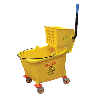 Omcan USA 24413 Mop Bucket & Wringer, 22" x 13½" x 34½" Yellow, 32 Qt Side‑Press, Casters
