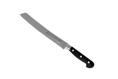 Omcan USA 24860 - 9" Forged Wave Slicer Knife, Black Plastic Handle, Precision Cutting Blade