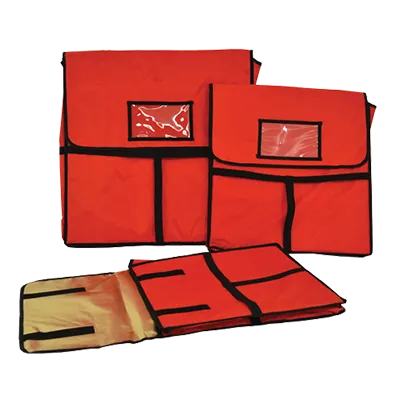 Omcan USA 28353 Pizza Delivery Bag, 20"x20", Holds 2 18" Boxes, Red Artificial Leather, Insulated Food Carrier
