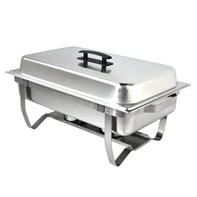 Omcan USA 31354 9-Qt Rect Stainless Steel Chafing Dish with Lift‑Off Cover, Steam and Water Pans