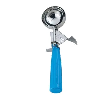 Omcan USA 34844 Ice Cream Scoop, 2‑3 oz, #16 Disher, Thumb Press, Steel Bowl, Blue Plastic Handle