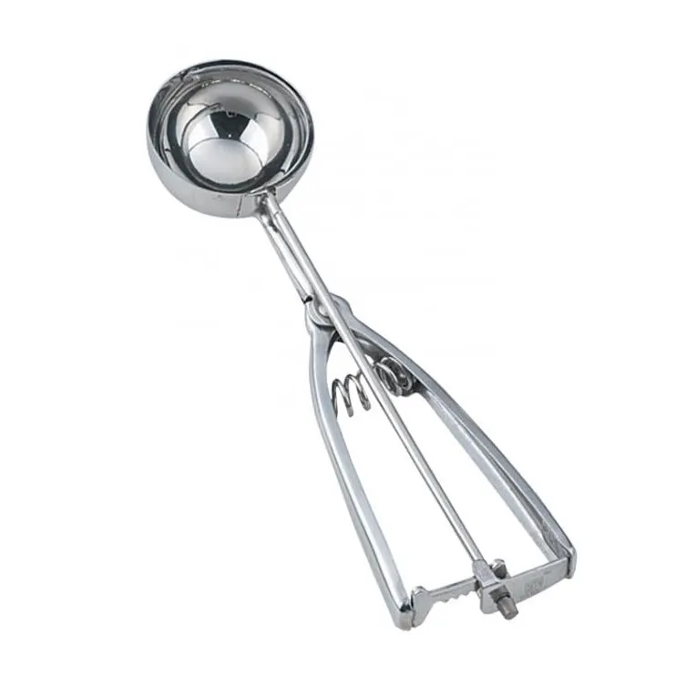 Omcan USA 34852 Ice Cream Scoop Disher, 2.75 Oz, 2-1/4" Diameter, Steel Squeeze Handle, Solid Metal