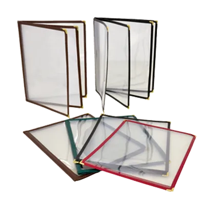 Omcan USA 39796 Menu Holder – Red Plastic Booklet, Double‑Fold, 9‑1/4" x 11‑3/4" Overall
