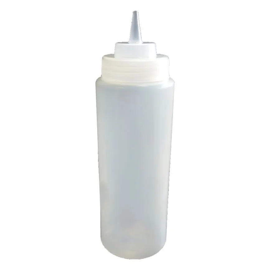 Omcan USA 40473 Squeeze Bottle, 24oz Clear Wide-Mouth Vinegar Dispenser, Clear Cap, 4/Set