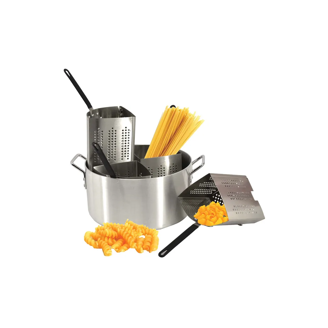 Omcan USA 40515 Pasta Cooking Set, 20-Qt Aluminum Pot with Four Stainless Steel Inserts - Set