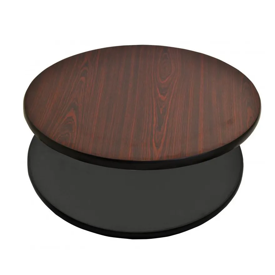 Omcan USA 43177 - 30" Round Reversible Mahogany/Black Laminate Table Top, 1" Thick, Restaurant Table Top