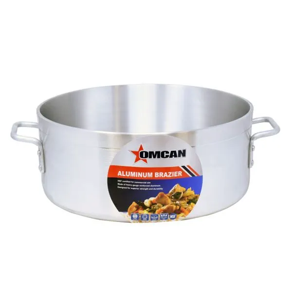 Omcan USA 43358 Brazier Pan, 14" 15-20 Qt Aluminum Construction, No Cover – Commercial Cookware