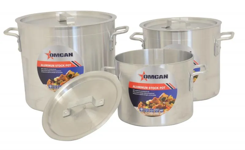 Omcan USA 43368 Stock Pot - 16 Qt., 11" Diameter x 10.2" Deep, Dual Handles, Aluminum, NSF
