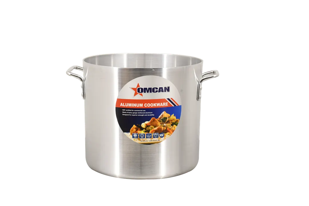 Omcan USA 43369 20-Qt Aluminum Stock Pot, Commercial Cookware, Pot Only, Heavy‑Duty Construction