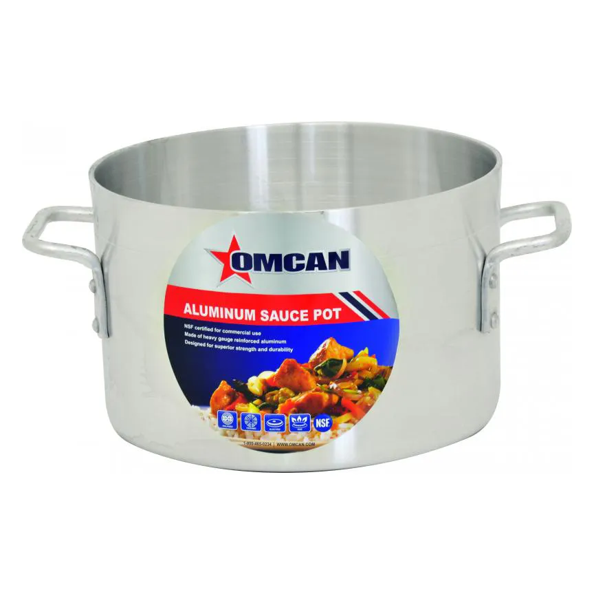 Omcan USA 43391 Sauce Pot – 14‑Qt, 11.8" Diameter x 7.5" Deep Aluminum with Dual Riveted Handles