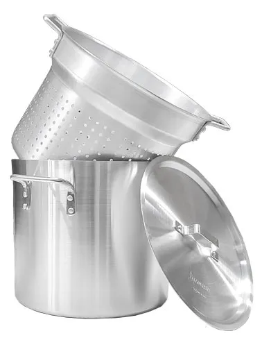 Omcan USA 43441 Double Boiler Pot, 20‑Qt with Perforated Inner Pot, Aluminum