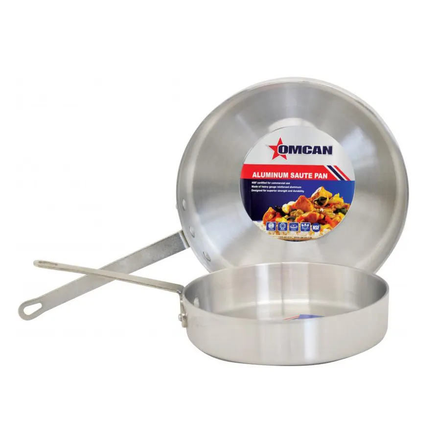 Omcan USA 43443 Saute Pan, 5-Qt 11.8" Diameter x 2.6" Deep Aluminum, Riveted Handle, NSF