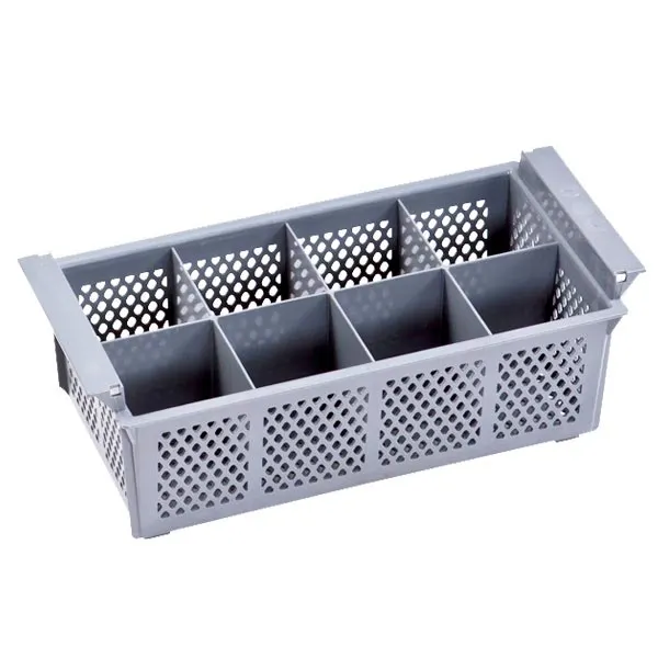 Omcan USA 43506 - Half Size Flatware Basket, 8 Compartments, Gray, Commercial Dishwasher Rack