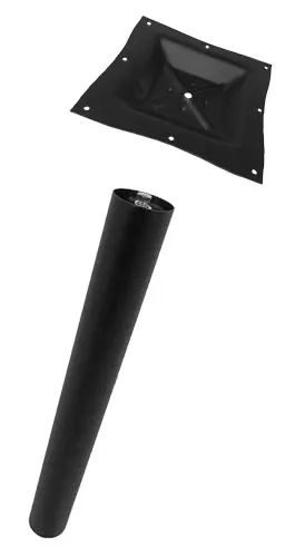 Omcan USA 43509 Table Column, 3" Diameter x 40" H, Square Spider Top, Black Metal Bar Height