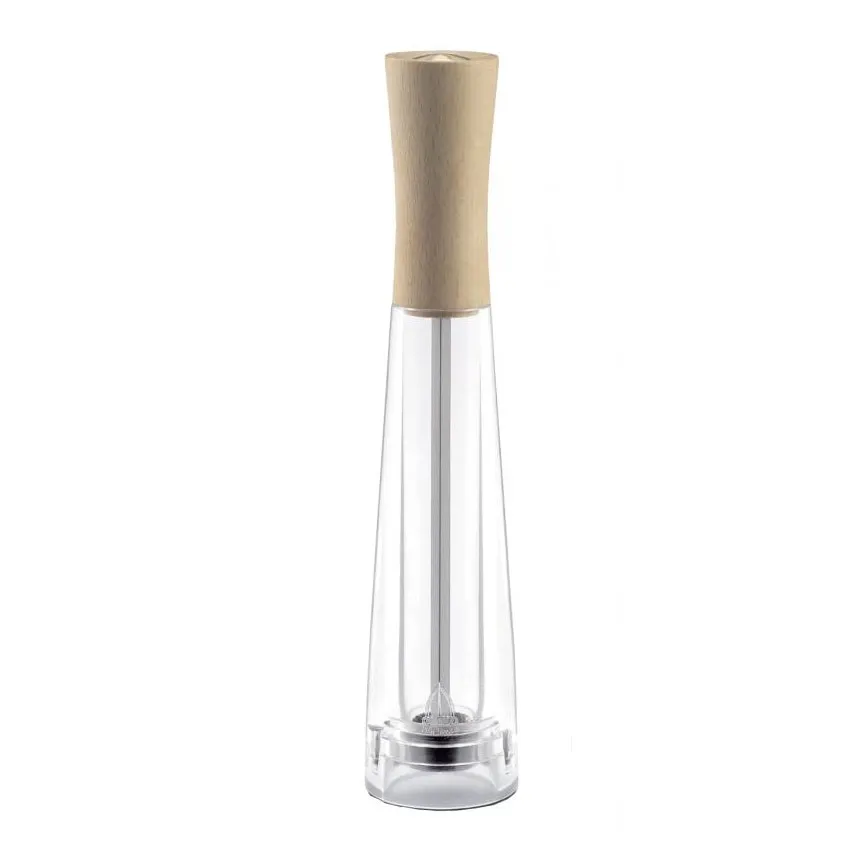 Omcan USA 43673 - 10" Pepper Mill, Italian Beech Wood & Acrylic Base, Tempered Steel Conic Mechanism