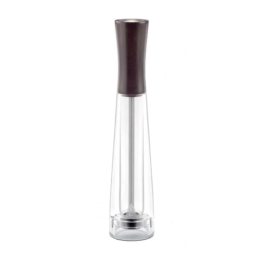 Omcan USA 43674 Pepper Mill – 10" Tall Beech Wood with Acrylic Base, Metal Mechanism, Made in Italy