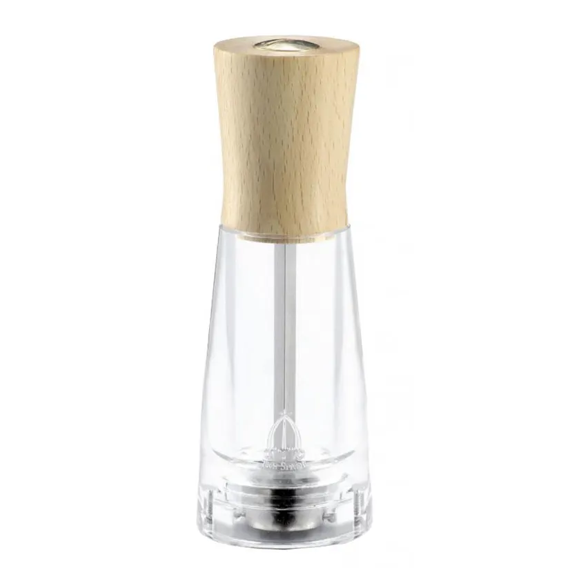 Omcan USA 43698 Salt Mill – 15cm (6") Tall, Mechanism, PEFC Beech Wood, Acrylic Base