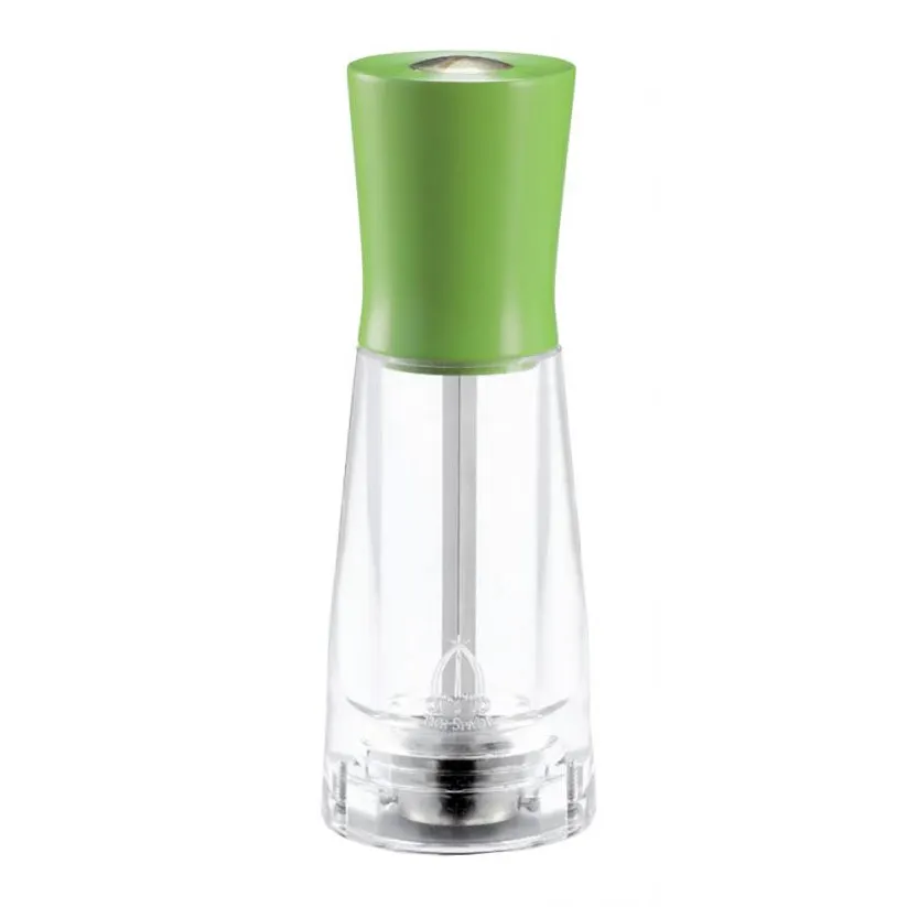Omcan USA 43699 Salt Mill – 6" Green, Beech Wood & Acrylic Base, Conic Mechanism, 20‑yr Guarantee
