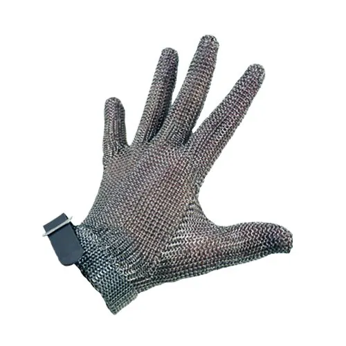 Omcan USA 44354 Mesh Cut Resistant Glove, XSmall Stainless Steel, Gray Silicone Strap - 1/Each