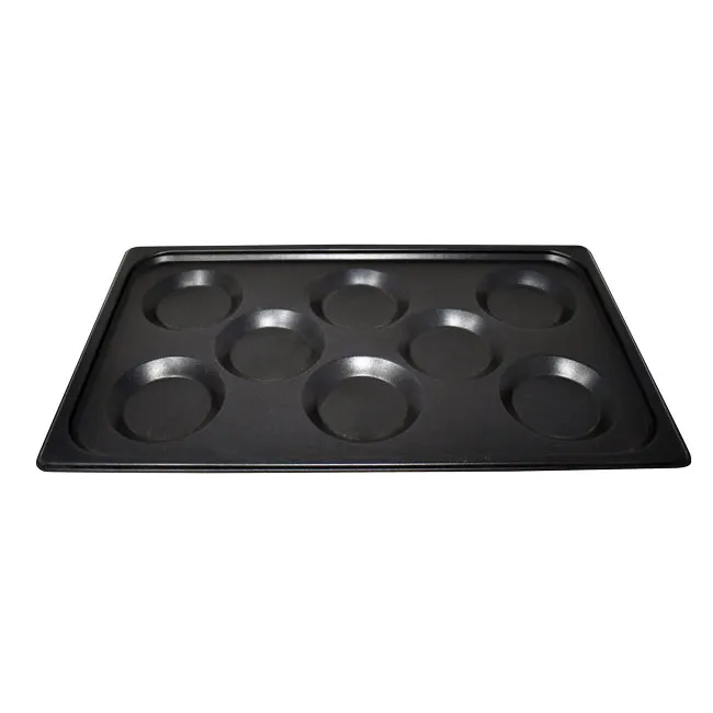 Omcan USA 44365 Multi-Baker Pan, 12" x 20" Aluminum Non‑Stick, 8 Molds, 1" Depth, 1‑1/2mm Thick
