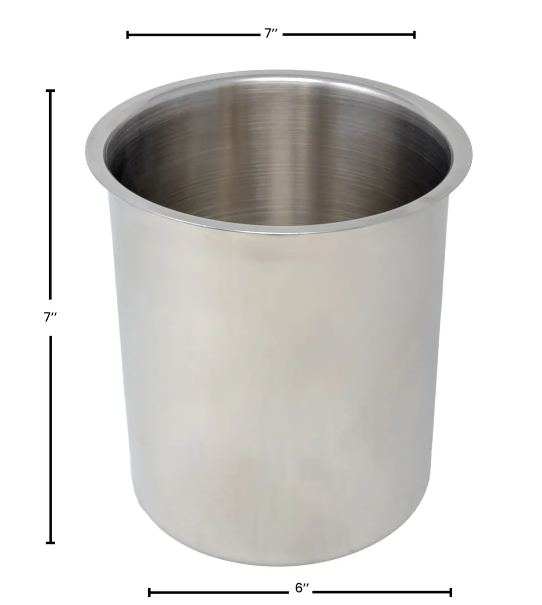 Omcan USA 44654 Bain Marie Pot, 3.5 Qt, 7" Diameter x 7.25" Deep, Stainless Steel Construction